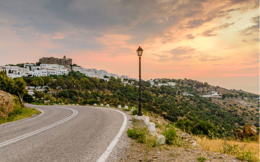 Panorama of scenic Patmos island