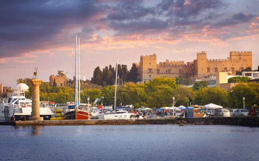 Port and the fortress in the city of Rhodes
