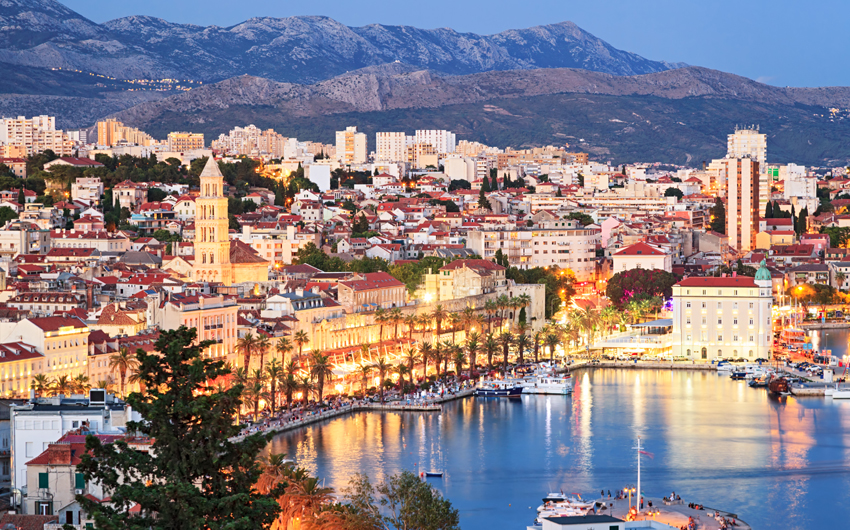 Night view of Split’s old town