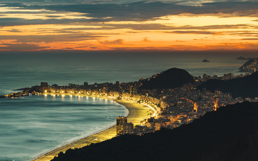 Copacabana beach at night, Rio De Janeiro