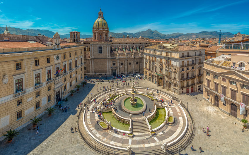 Piazza Pretoria and the Praetorian Fountain in Palermo