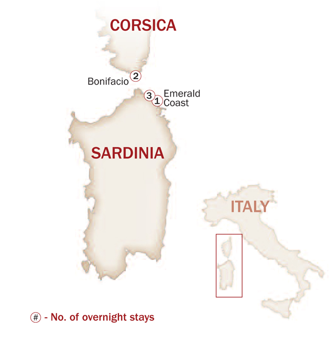 Italy Map  for THE JEWELS OF SARDINIA'S EMERALD COAST & CORSICA