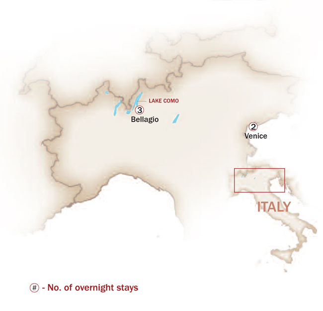 Italy Map  for Enchanting Venice & Picturesque Lake Como