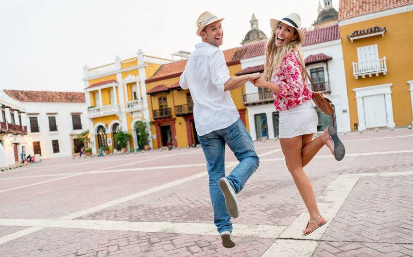 Tourists having fun in Cartagena