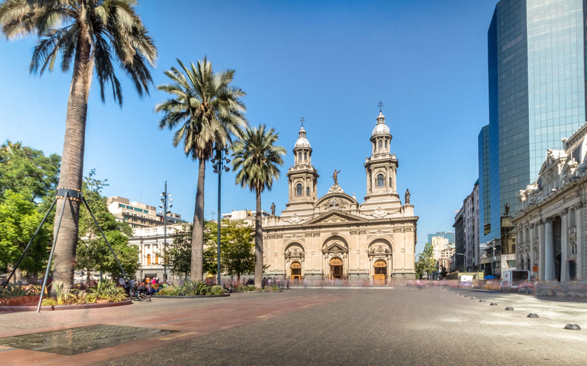 Plaza de Armas Square and Santiago Metropolitan Cathedral