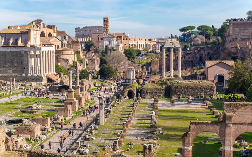 The ruins of the Roman Forum in Rome