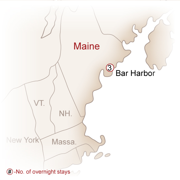USA Map  for Lobstering and hiking in Maine