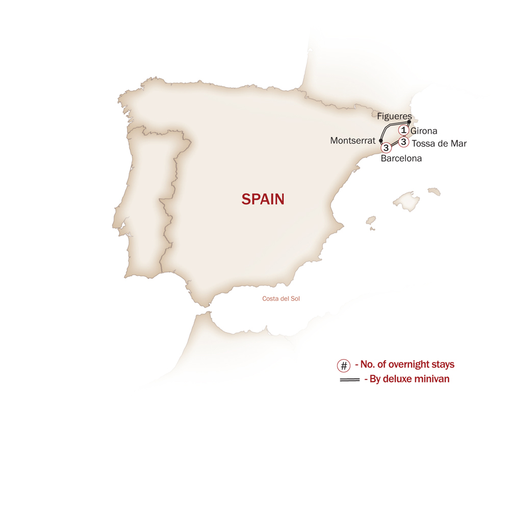 Spain Map  for COSTA BRAVA & MEDIEVAL VILLAGES