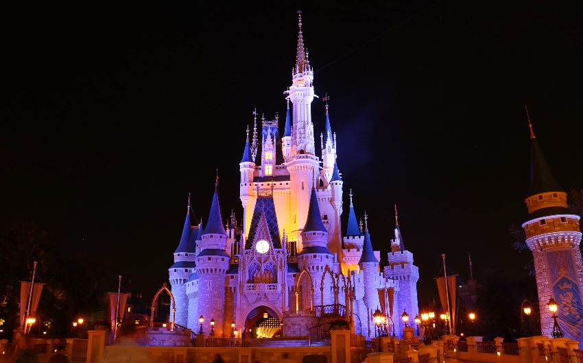 Illuminated Cindererella's Castle at Magic Kingdom Park, Orlando
