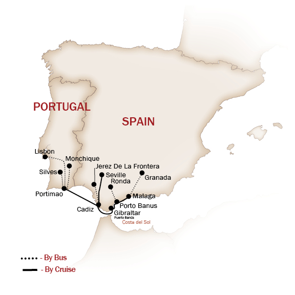 Spain Map  for Glories of Spain & Portugal