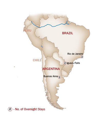 Argentina Map  for WONDERS OF BRAZIL & ARGENTINA