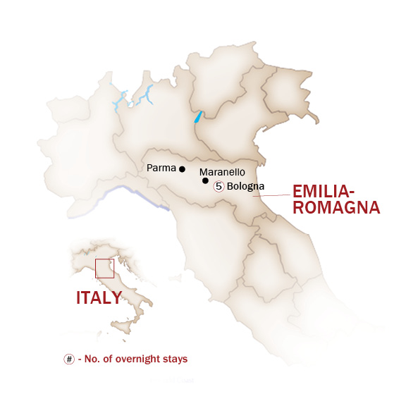 Italy Map  for EXPERIENCE ITALY’S FOOD VALLEY & FAST CARS