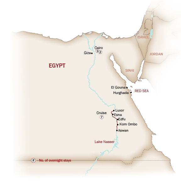 Egypt Map  for BREEZES OF THE NILE