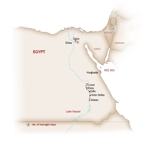 Egypt Map  for EGYPT: SAND & SEA