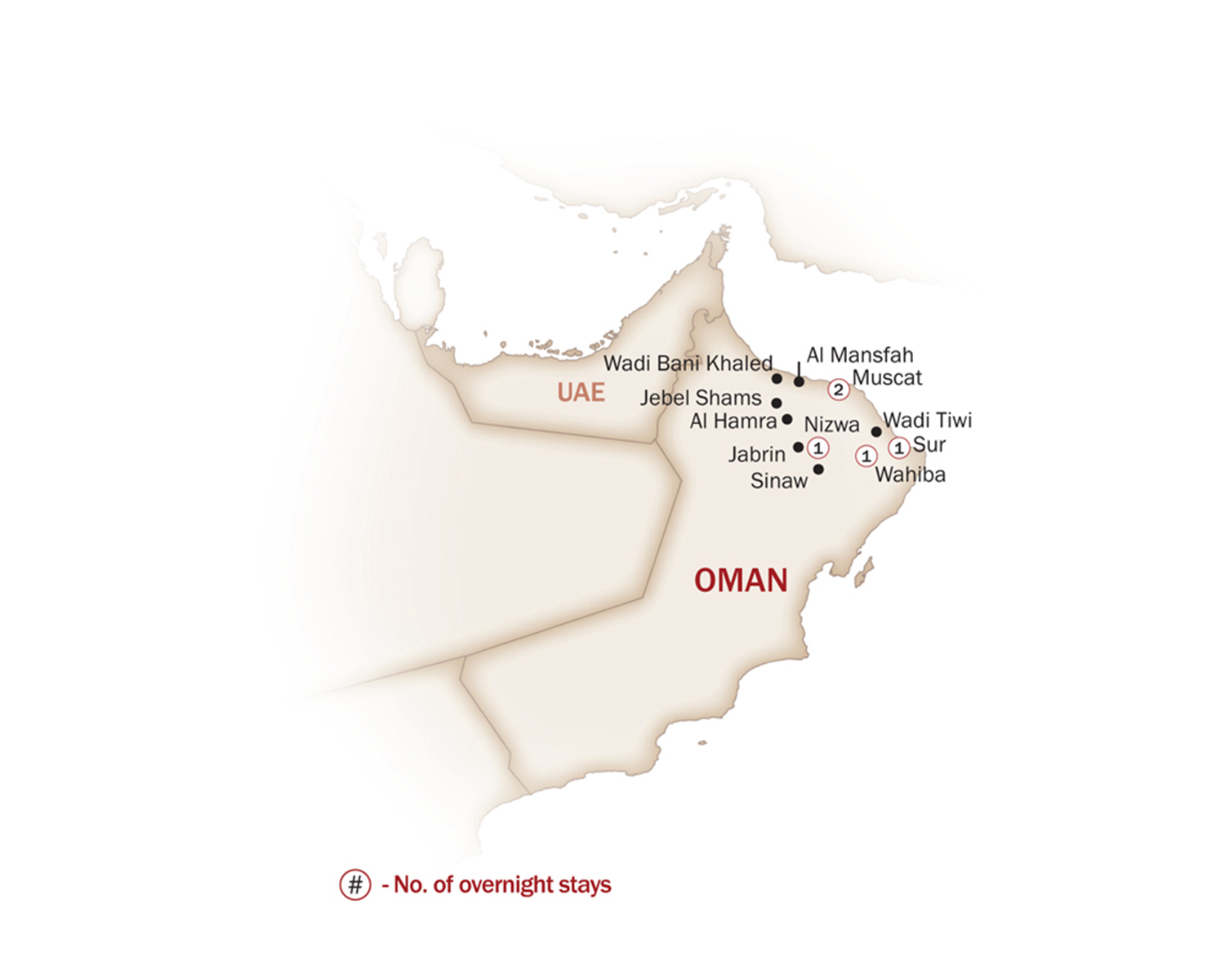 Oman Map  for DISCOVER OMAN