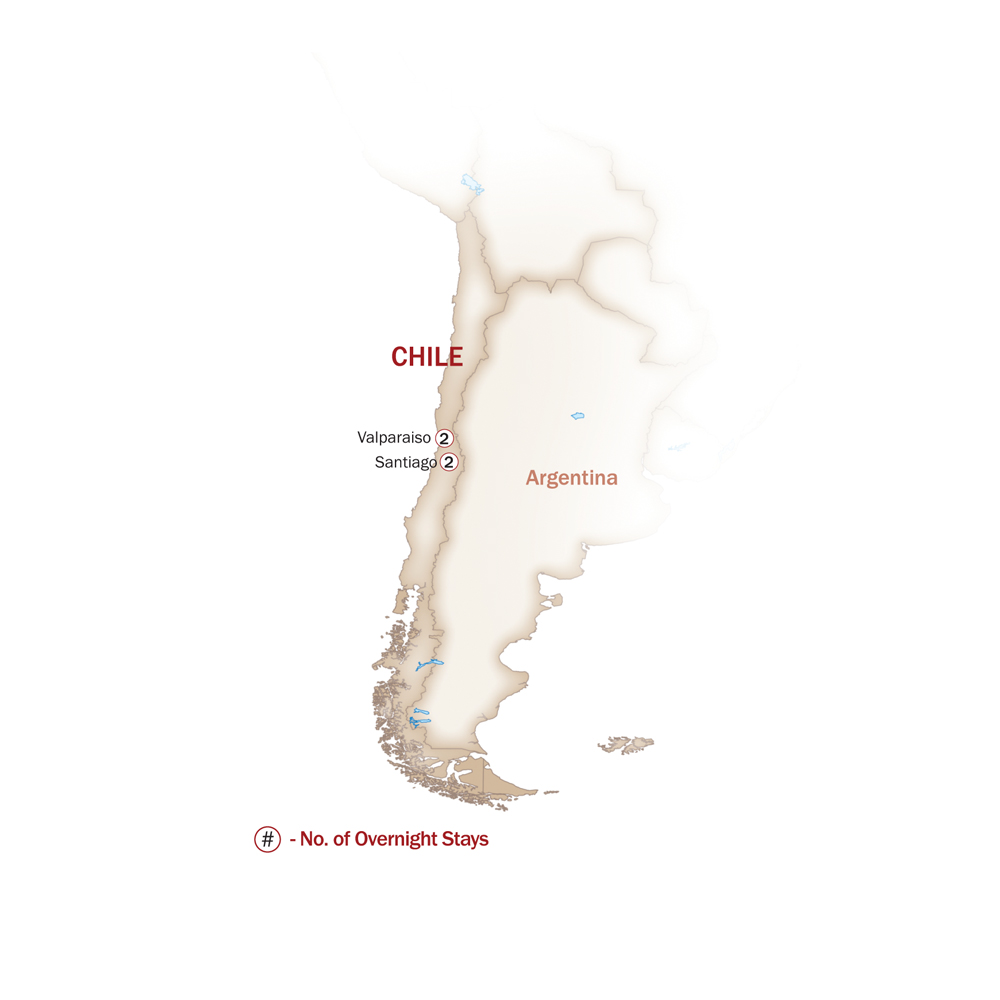 Chile Map  for SANTIAGO & VALPARAISO
