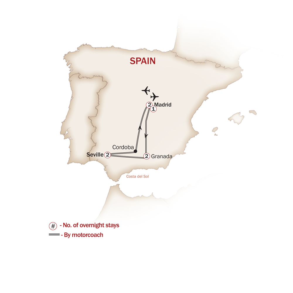 Spain Map  for SPLENDORS OF SPAIN