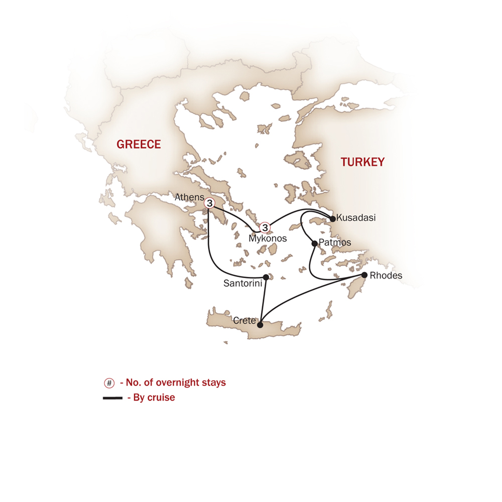 Greece Map  for MYKONOS & THE AEGEAN