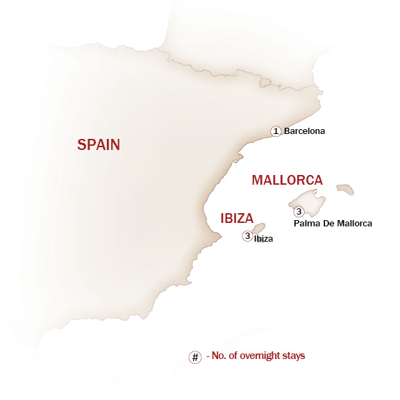 Spain Map  for ISLAND HOPPING - IBIZA & MALLORCA