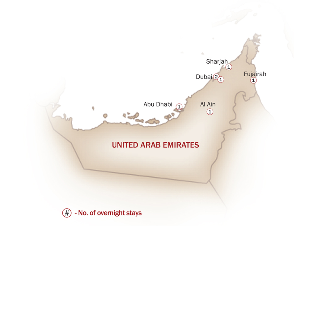 United Arab Emirates Map  for EXPLORE THE EMIRATES