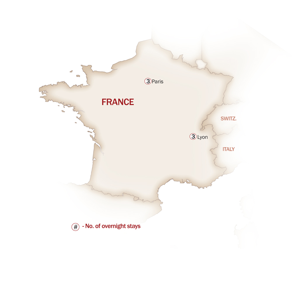 France Map  for DISCOVER PARIS & ALSACE
