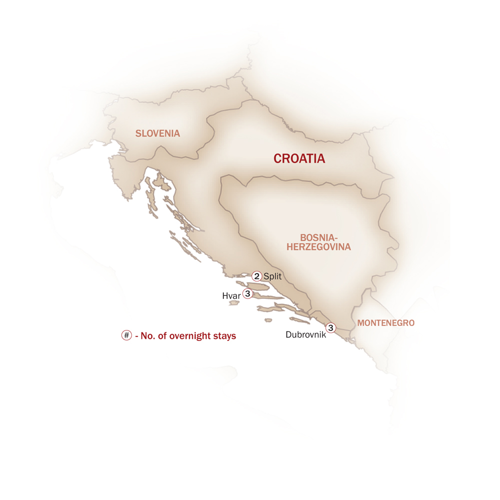 Croatia Map  for ROMANTIC CROATIA