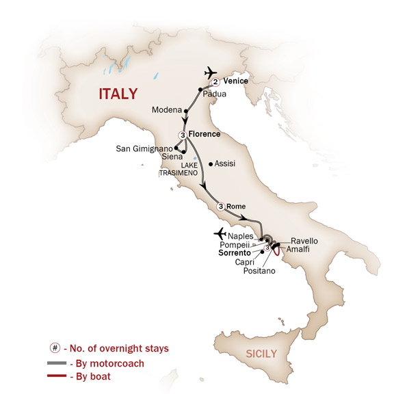 Italy Map  for MAGNIFICENT ITALY & THE AMALFI COAST