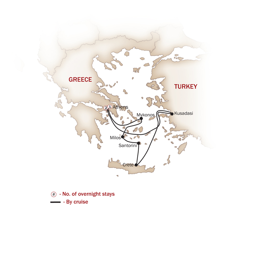 Greece Map  for AEGEAN ISLES & TURKEY