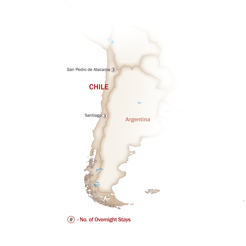 Chile Map  for SANTIAGO & ATACAMA