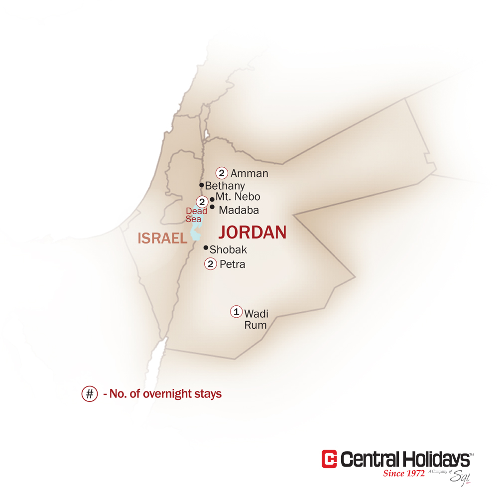 Jordan Map  for FROM PETRA TO THE DEAD SEA