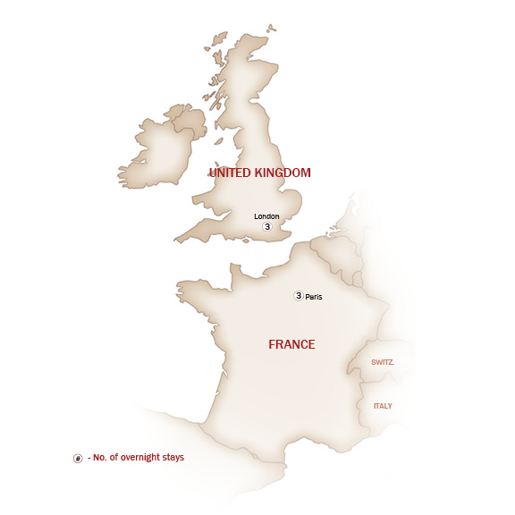 France Map  for A TASTE OF PARIS & LONDON