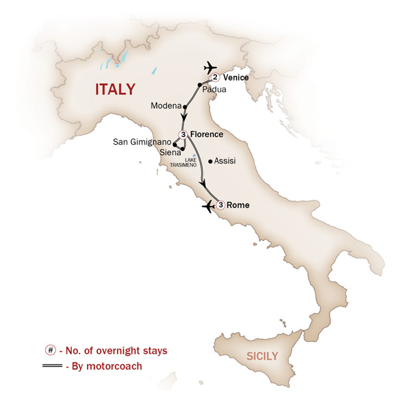 Italy Map  for ITALY'S NORTHERN HIGHLIGHTS