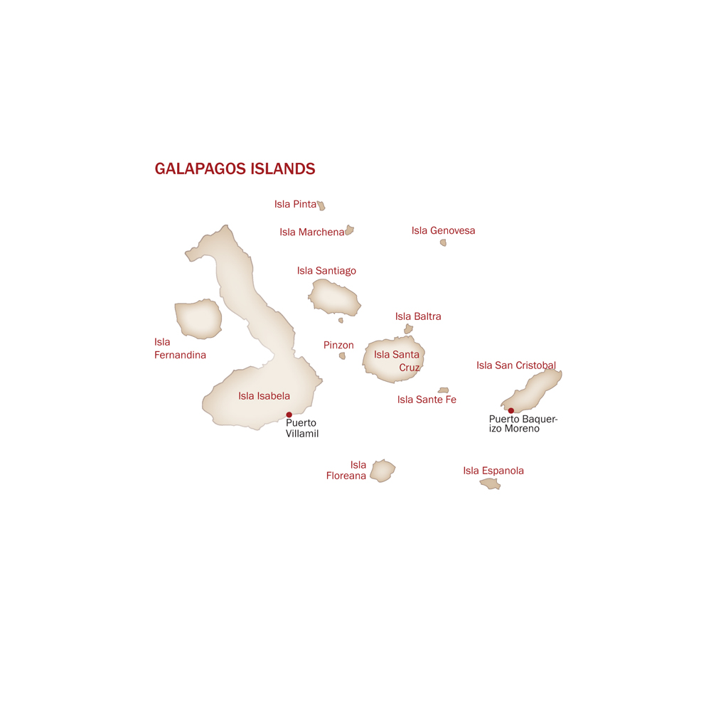 Ecuador & Galapagos Islands Map  for CRUISING THE GALAPAGOS ISLANDS - CORAL I & CORAL II