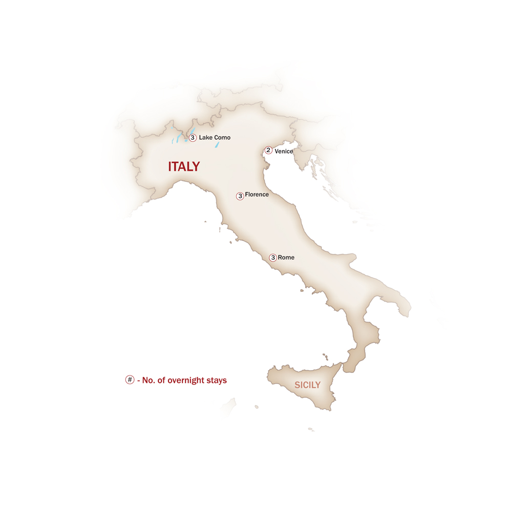 Italy Map  for LAKE COMO & ART CITIES