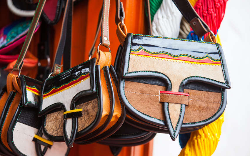 Colombian traditional leather satchel from Antioquia called Carriel, Medellin