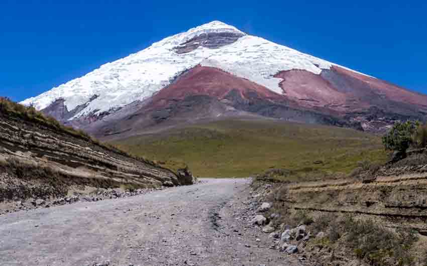 Snow capped Cotopaxi Volcano