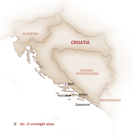 Croatia Map  for WINE & DINE IN CROATIA
