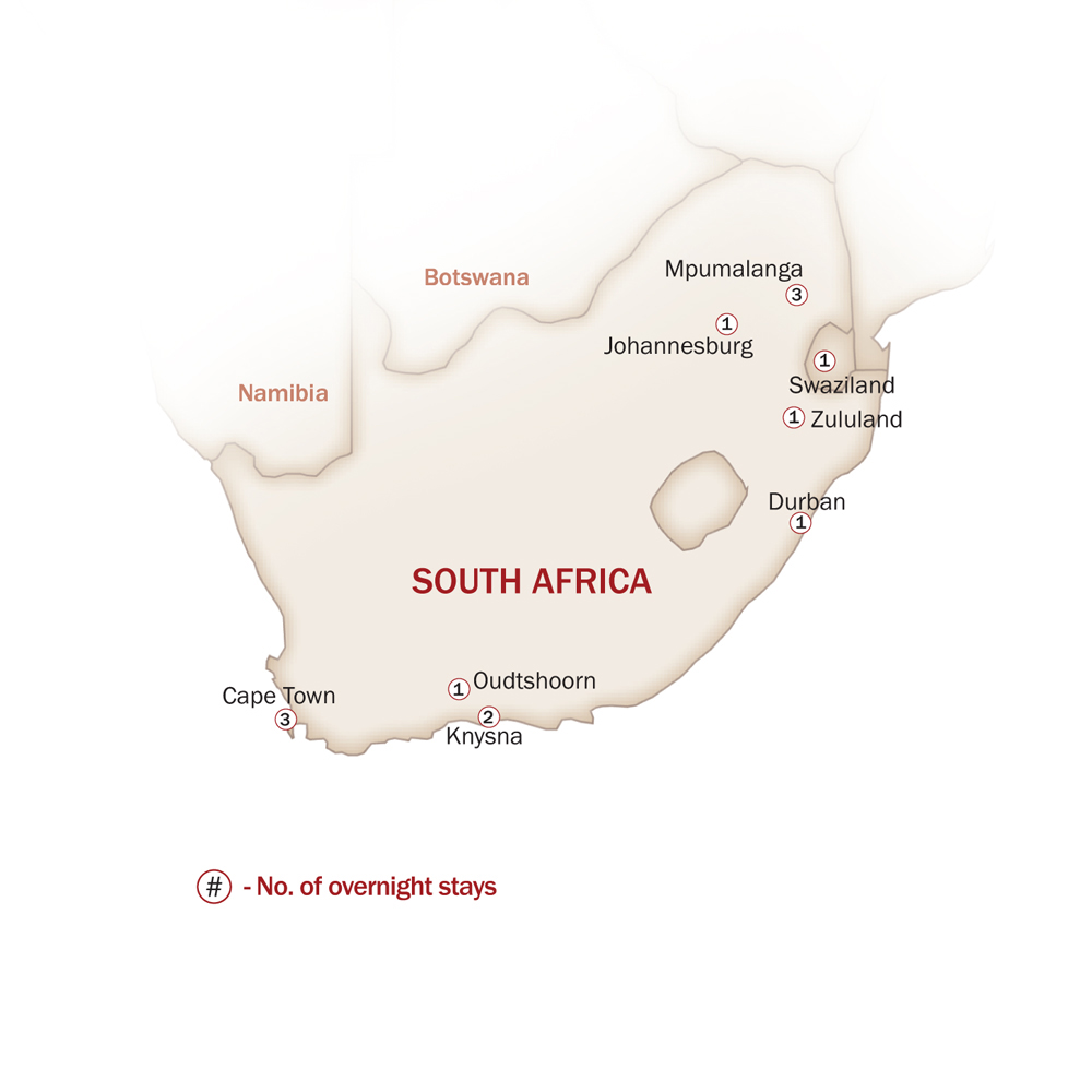 Eastern & Southern Africa Map  for THE WONDERS OF SOUTH AFRICA