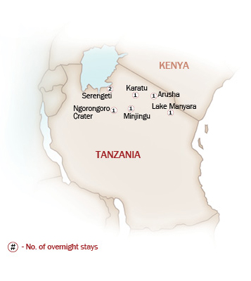 Eastern & Southern Africa Map  for TANZANIA, THE CRADLE OF HUMANKIND