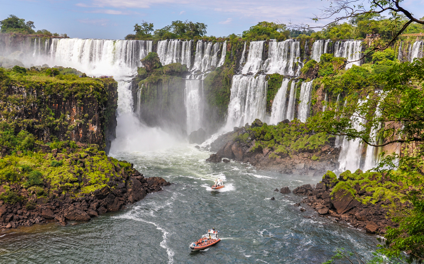 Boats around Iguazu Falls, Argentina