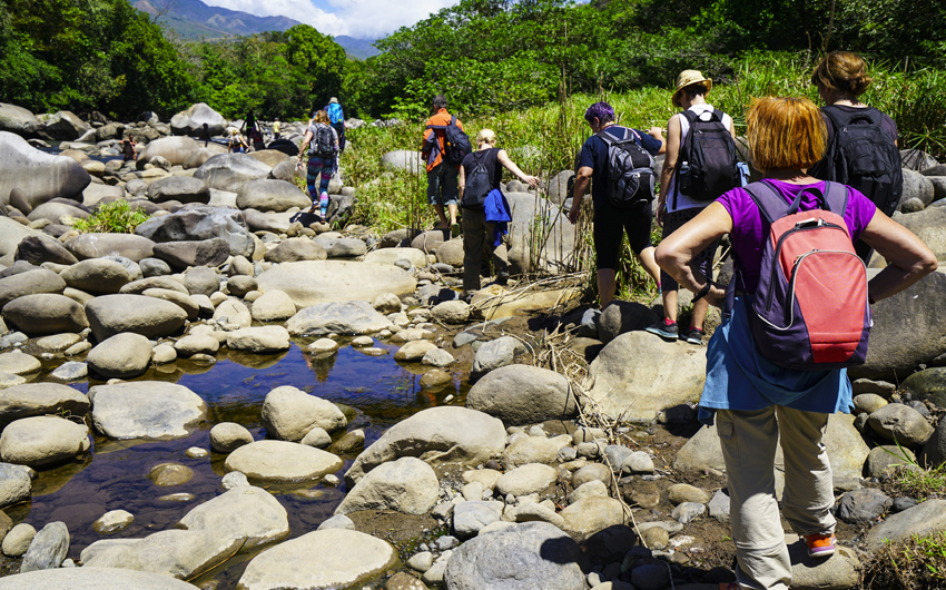 Trekking by river Rio Caldera near the town of Boquete