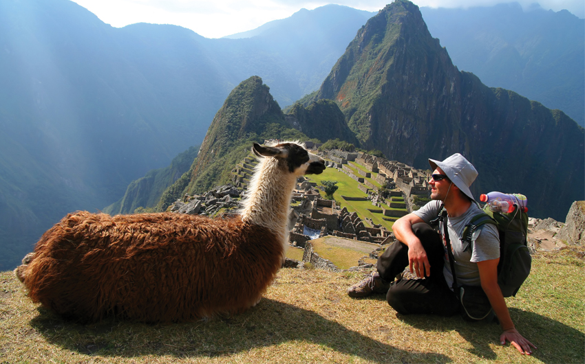 Sitting in front of Machu Picchu