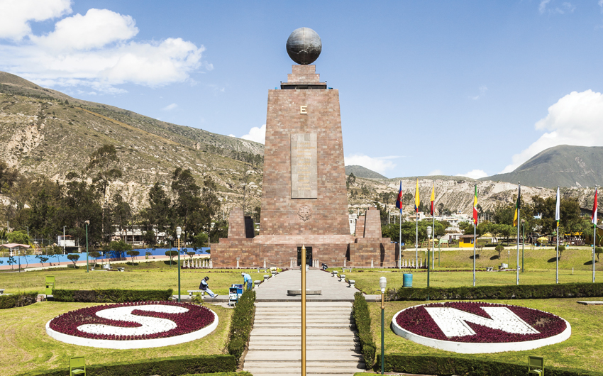Middle of the World Monument, one of the most visited by tourists from worldwide locations, Quito, Ecuador