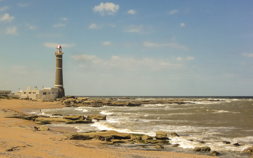Beautiful summer day at the beach with the lighthouse as the main subject in Jose Ignacio