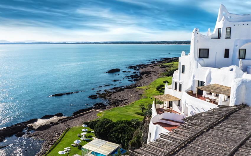 A view of the Casapueblo resort located in Punta Ballena, Uruguay and built by the famous uruguayan artist Carlos Paez Vilaró